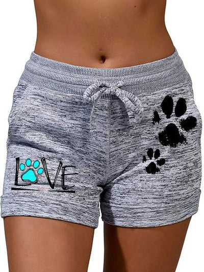Love Dog Paw Print Casual Shorts