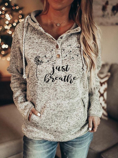 Women's Faith “Just Breathe”Dandelion Print Hoodie