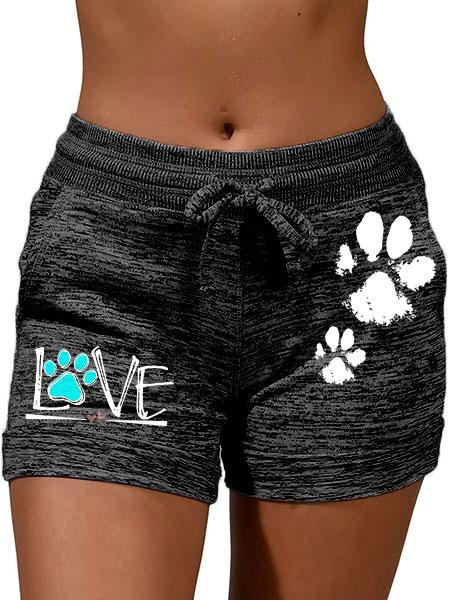 Love Dog Paw Print Casual Shorts