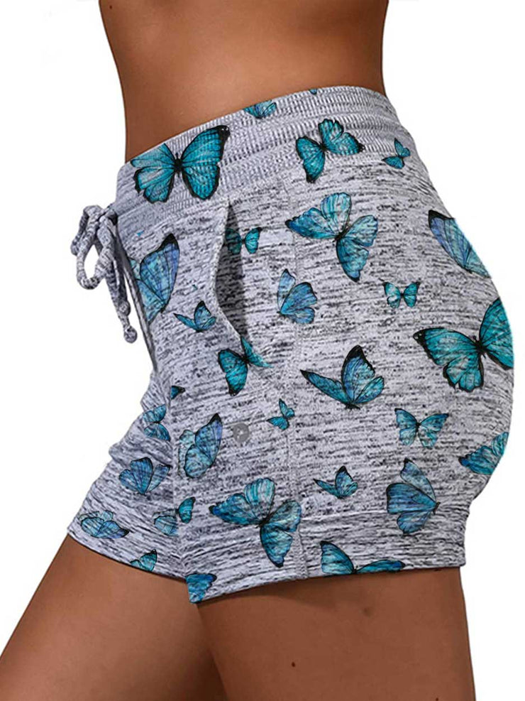 Butterfly Print Beach Shorts